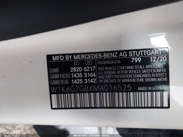 2021 MERCEDES-BENZ S 580 4MATIC