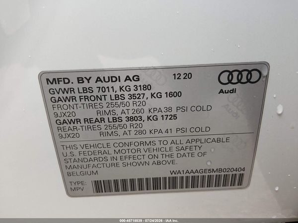 2021 AUDI E-TRON PREMIUM QUATTRO