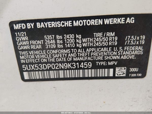 2022 BMW X3 XDRIVE30I