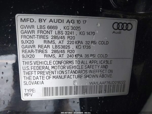 2018 AUDI Q7 3.0T PREMIUM