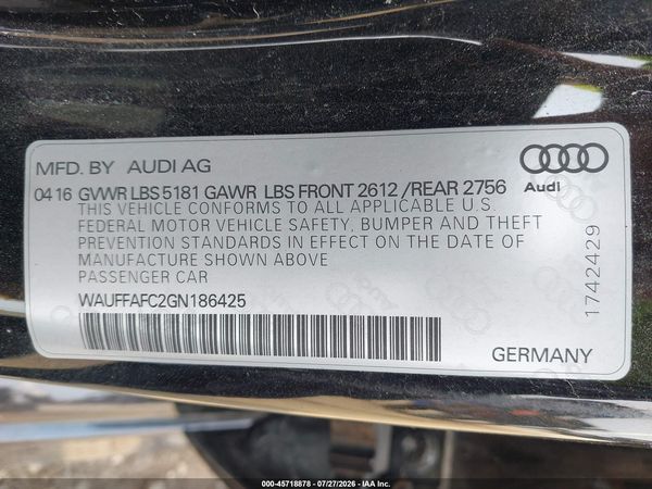 2016 AUDI A6 2.0T PREMIUM