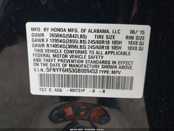 2016 HONDA PILOT EX-L
