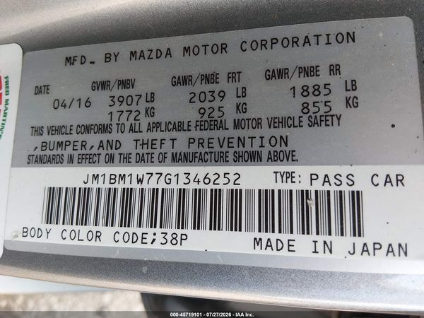 2016 MAZDA MAZDA3 I TOURING