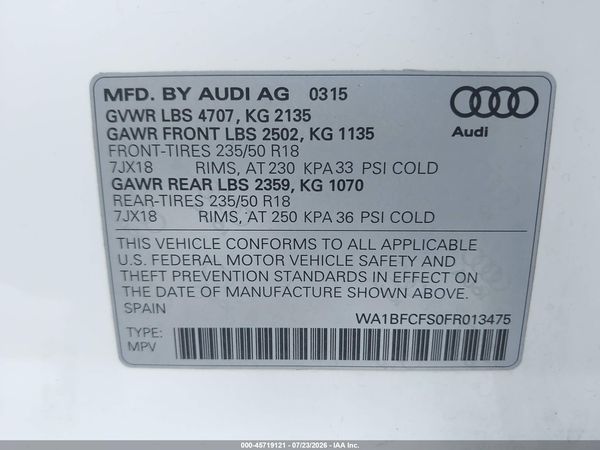 2015 AUDI Q3 2.0T PREMIUM PLUS