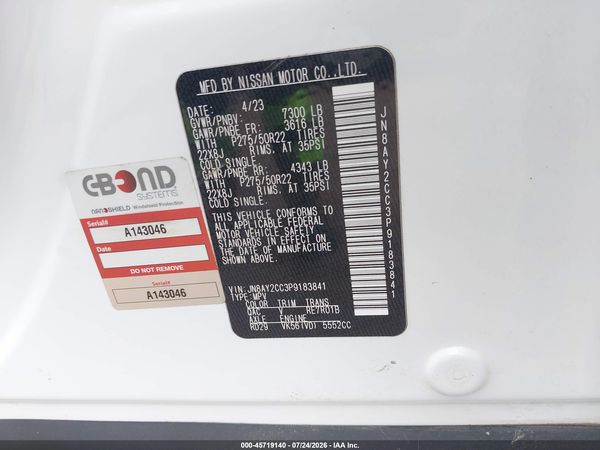 2023 NISSAN ARMADA PLATINUM 2WD