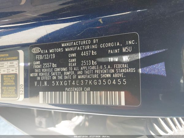 2019 KIA OPTIMA LX