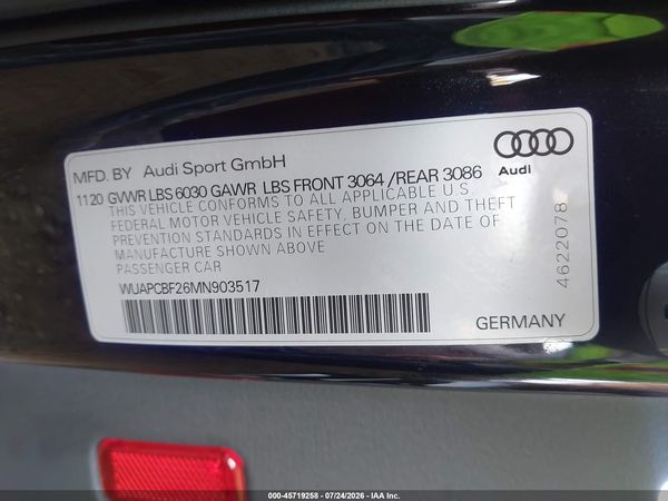 2021 AUDI RS 7 SPORTBACK TFSI QUATTRO TIPTRONIC