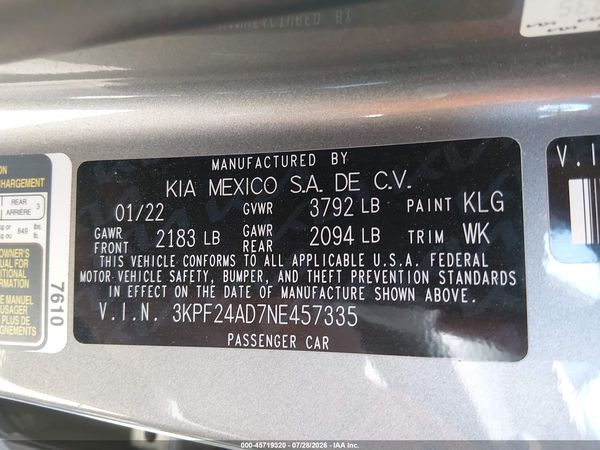 2022 KIA FORTE LXS