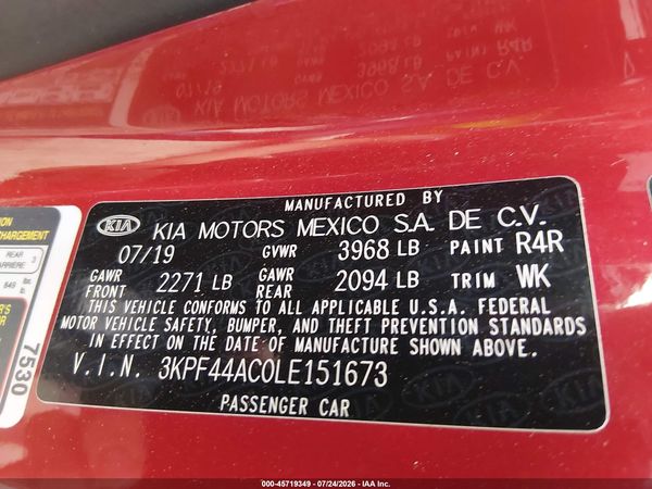 2020 KIA FORTE GT