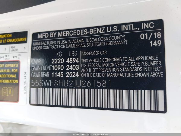 2018 MERCEDES-BENZ AMG C 63 S