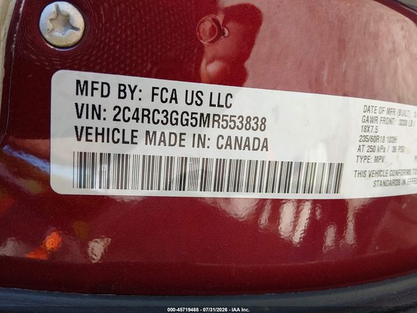 2021 CHRYSLER PACIFICA LIMITED AWD — I9