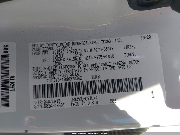 2021 TOYOTA TUNDRA LIMITED