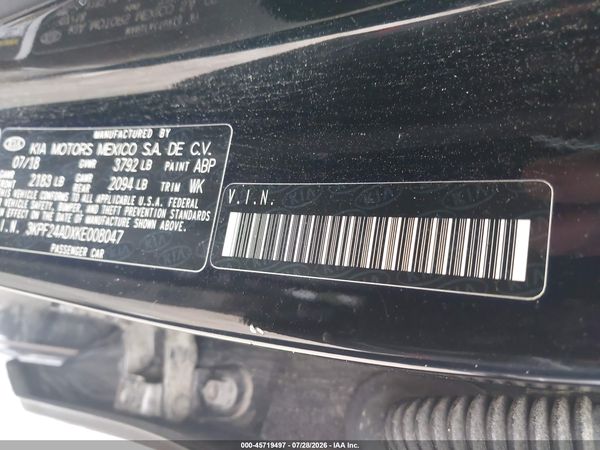 2019 KIA FORTE LXS