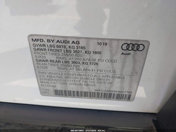 2019 AUDI E-TRON PREMIUM PLUS