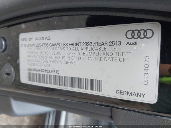 2017 AUDI A4 PREMIUM — I9