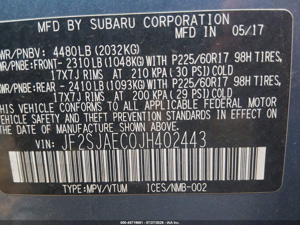 2018 SUBARU FORESTER 2.5I PREMIUM