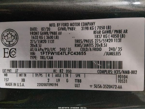2020 FORD F-150 XLT