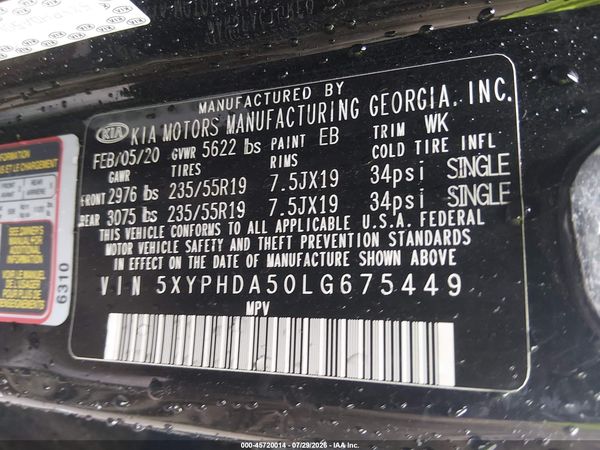 2020 KIA SORENTO 3.3L EX