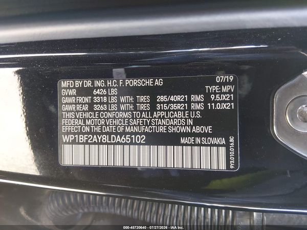 2020 PORSCHE CAYENNE COUPE TURBO