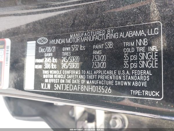 2022 HYUNDAI SANTA CRUZ LIMITED
