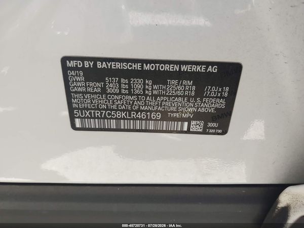 2019 BMW X3 SDRIVE30I