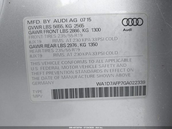 2016 AUDI Q5 3.0T PREMIUM PLUS