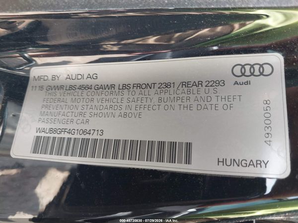 2016 AUDI A3 2.0T PREMIUM