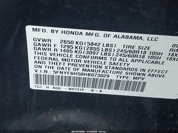 2017 HONDA PILOT EX-L