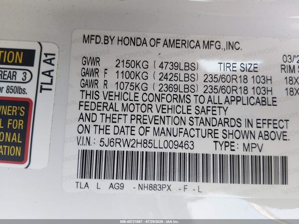 2020 HONDA CR-V AWD EX-L
