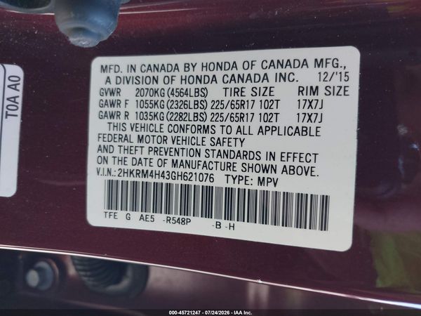 2016 HONDA CR-V SE