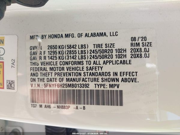 2021 HONDA PILOT AWD SPECIAL EDITION
