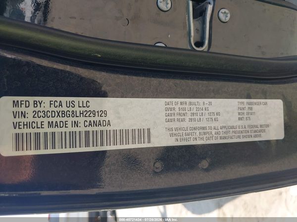 2020 DODGE CHARGER SXT RWD