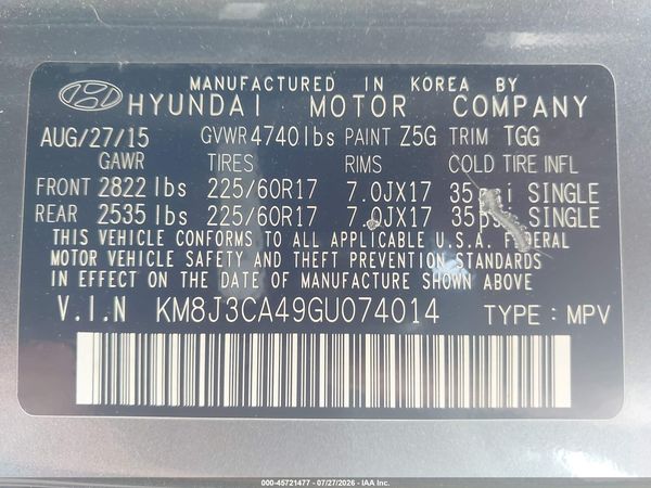 2016 HYUNDAI TUCSON SE