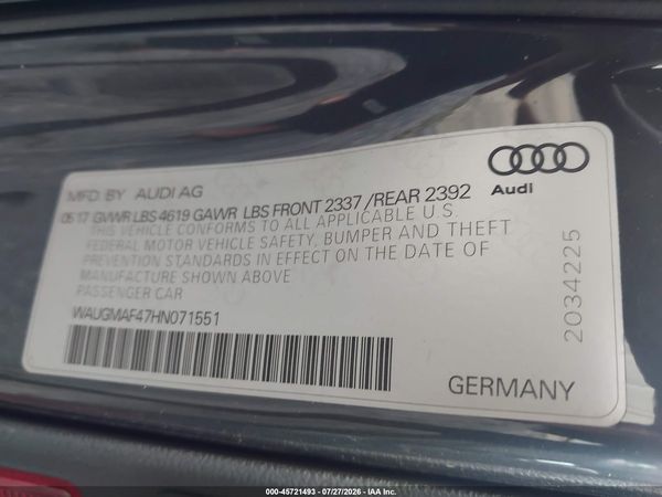 2017 AUDI A4 2.0T ULTRA PREMIUM