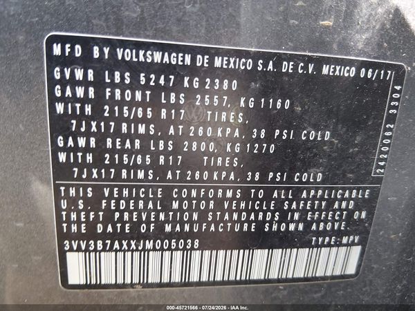 2018 VOLKSWAGEN TIGUAN 2.0T SE/2.0T SEL — I9