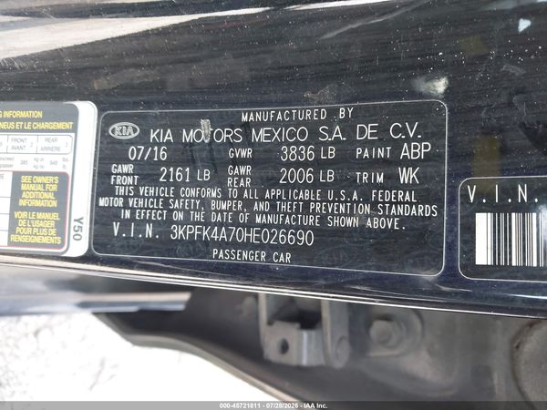 2017 KIA FORTE LX