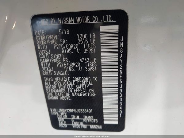 2018 NISSAN ARMADA PLATINUM