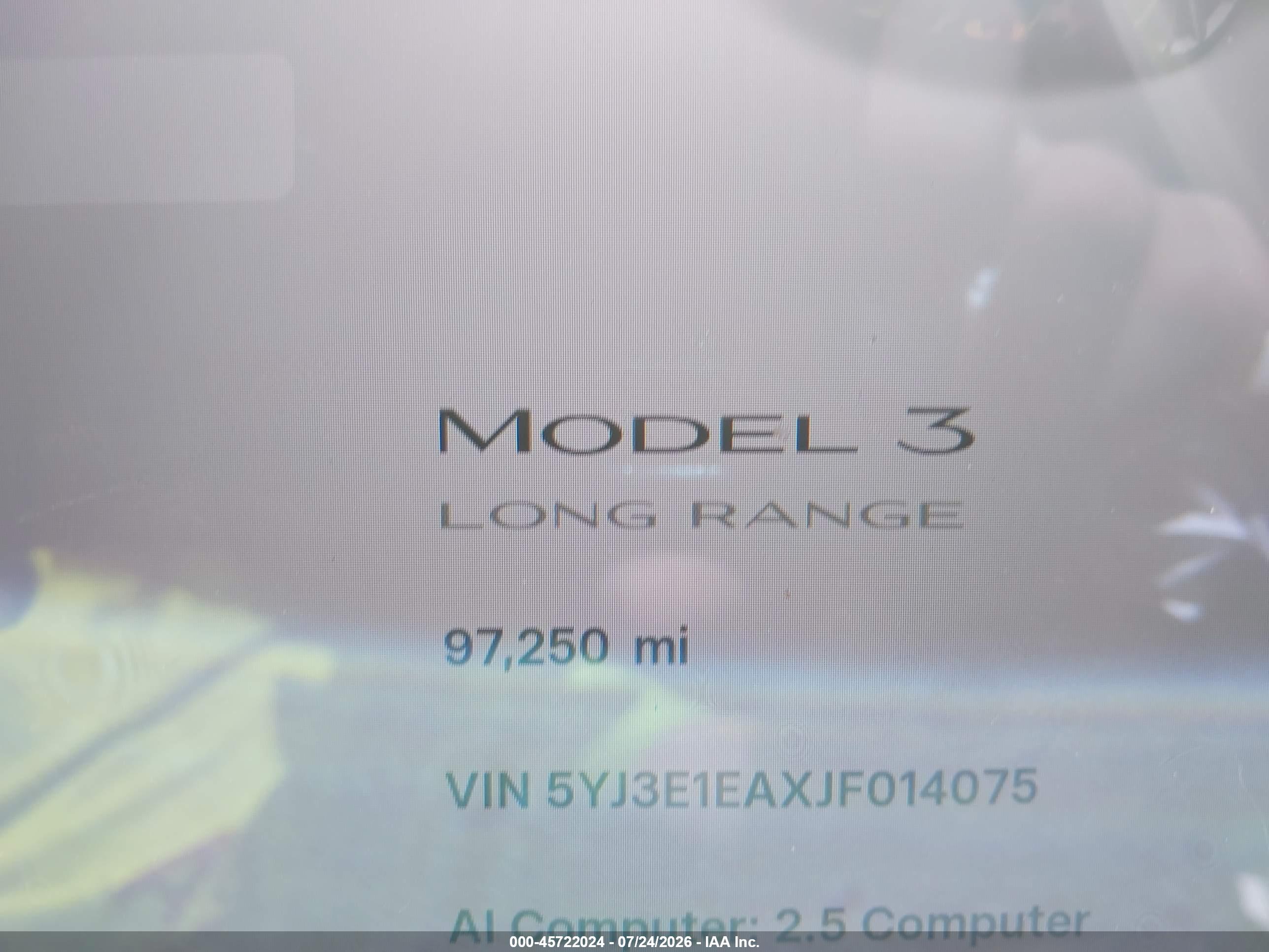 2018 TESLA MODEL 3 LONG RANGE/MID RANGE
