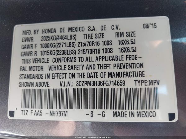 2015 HONDA CR-V LX
