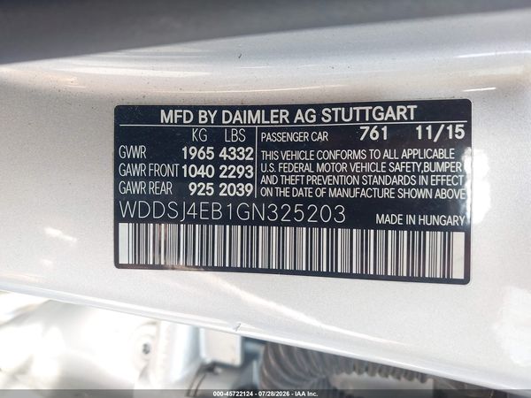 2016 MERCEDES-BENZ CLA 250 CLA250