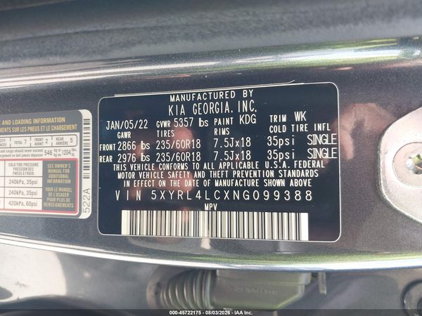 2022 KIA SORENTO S
