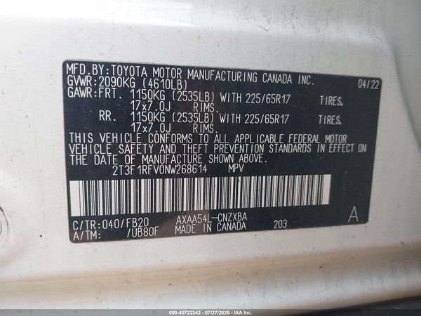 2022 TOYOTA RAV4 LE