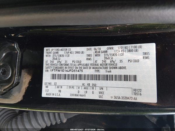 2018 FORD F-150 PLATINUM