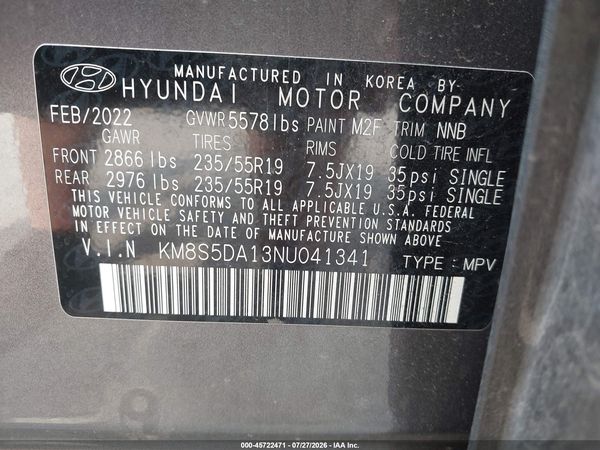 2022 HYUNDAI SANTA FE HYBRID LIMITED