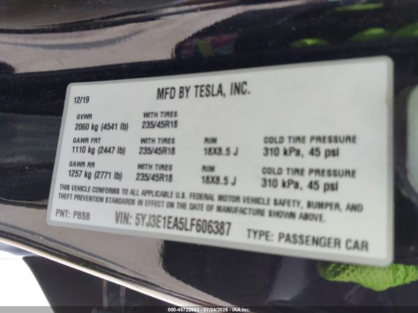 2020 TESLA MODEL 3