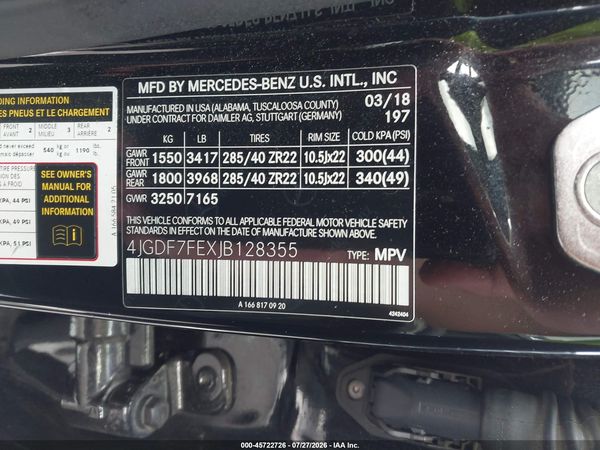 2018 MERCEDES-BENZ AMG GLS 63 4MATIC