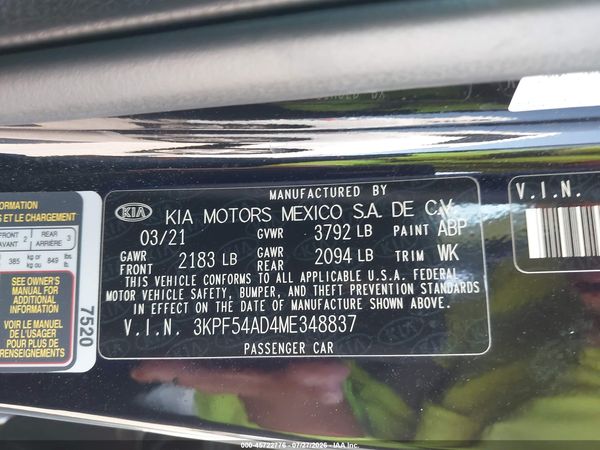 2021 KIA FORTE EX
