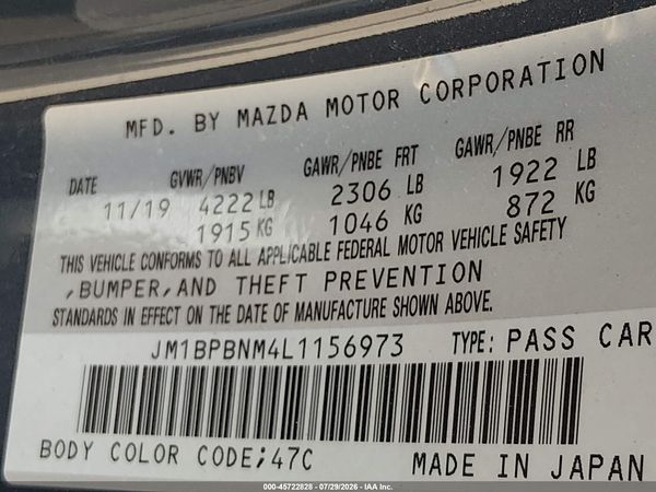 2020 MAZDA MAZDA3 PREMIUM PACKAGE