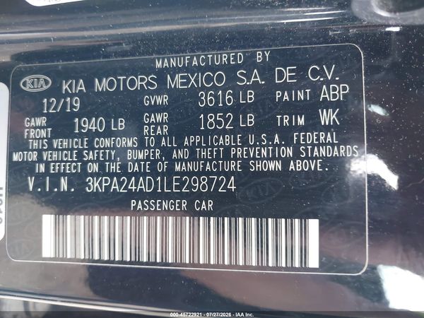 2020 KIA RIO S