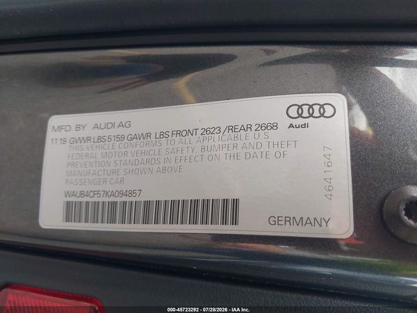 2019 AUDI S5 3.0T PREMIUM